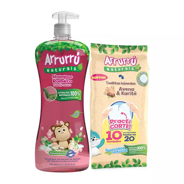 Oferta Shampoo Arrurru Natural + Toallas Humedas